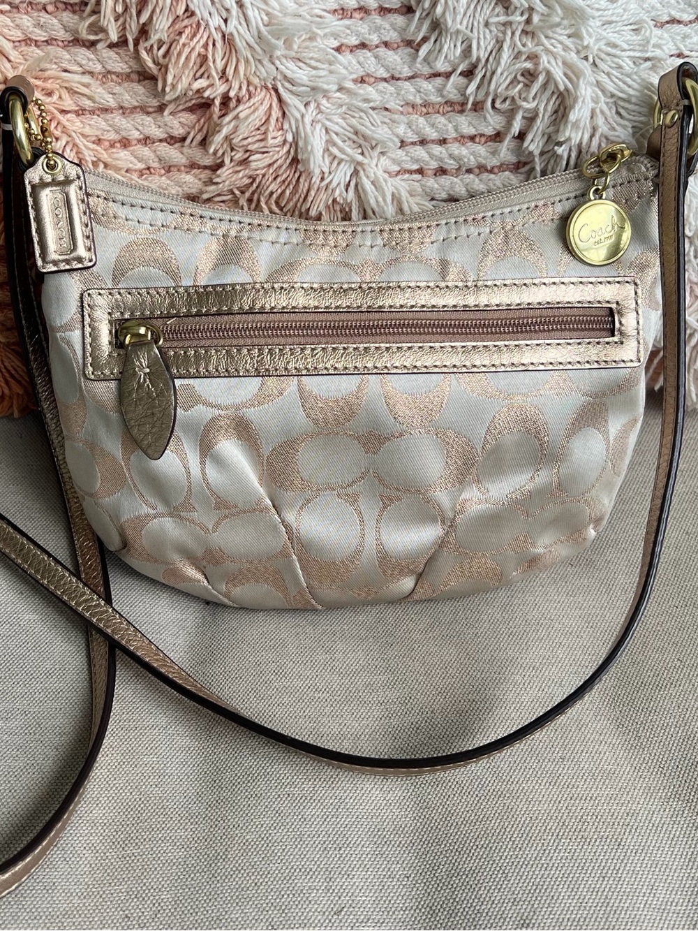 Coach Gold Metallic Signature Crossbody